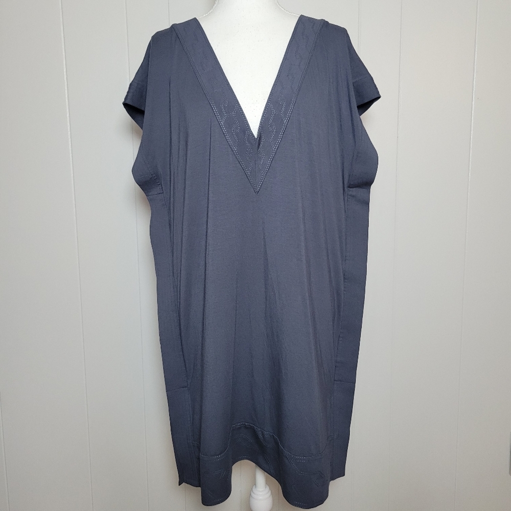 NWT Diane Von Furstenberg Soleil + Swim New Tasha V Neck Tunic Top Titan Blue MD